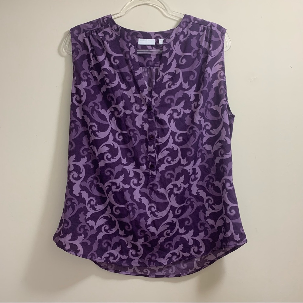 New York and Company Purple Sleeveless Blouse Size XL